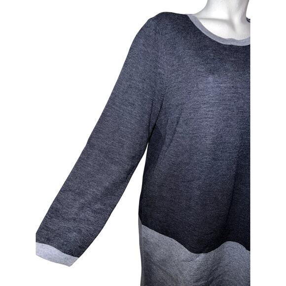 New TALBOTS Plus Size 2X 2-tone Gray Pure Merino Wool LS Sweater Dress Office - Picture 3 of 9